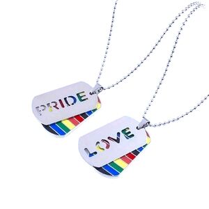 Rainbow Pendant Dog Tag Style Pride/Love Necklace (Sold Individually)